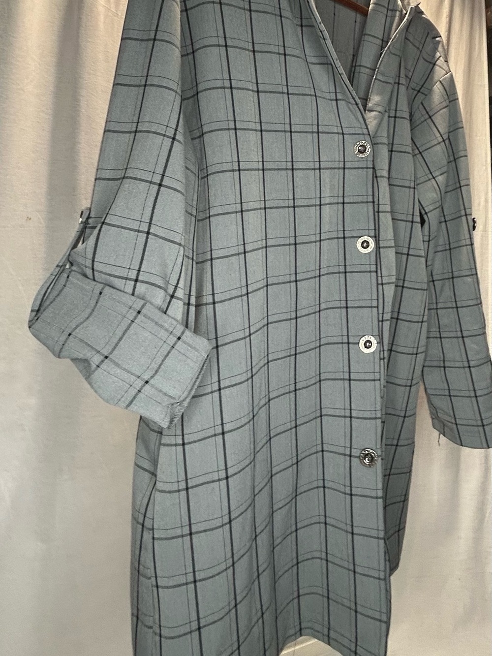 Fashion Nova Gray Plaid Button Front Coat